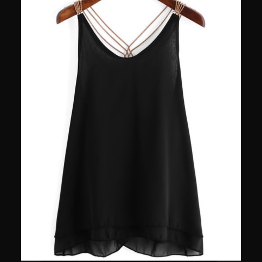 Black chain strap top